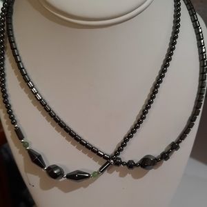 Hematite Necklace set of two, one with Green Aventurine